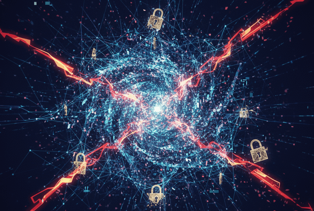 Padlocks demonstrating data being pulled in to a vortex
